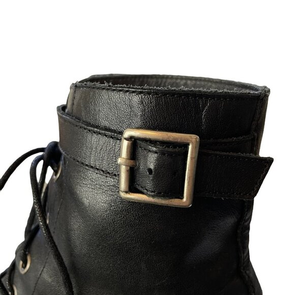 Rachel Comey Dame Kidskin Leather Lace Up Combat Boots Black Size 8.5 - Picture 7 of 12